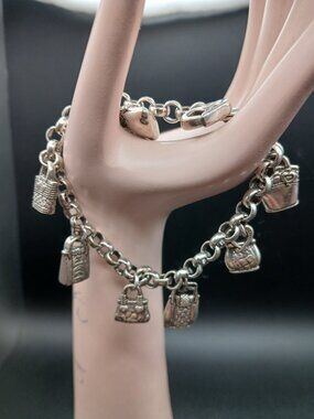 Vintage Brighton Purse Lover / Handbag Charm Bracelet 8"
